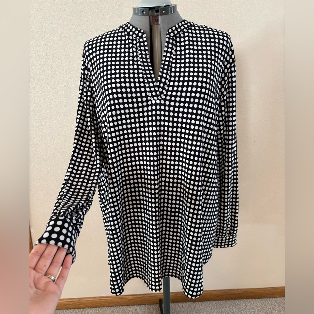 Anne Klein Black and White Polka Dot Top